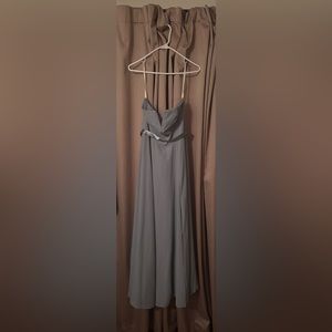 Bridesmaid Off Shoulder Chiffon Dusty Blue